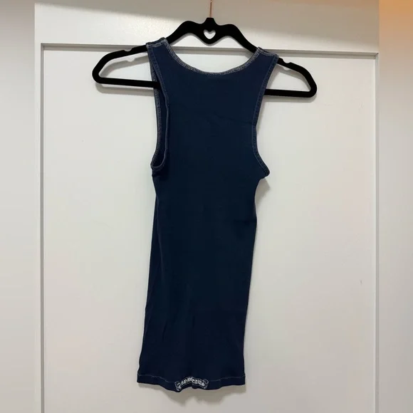 Chrome Hearts Navy Ribbed Cross Tank